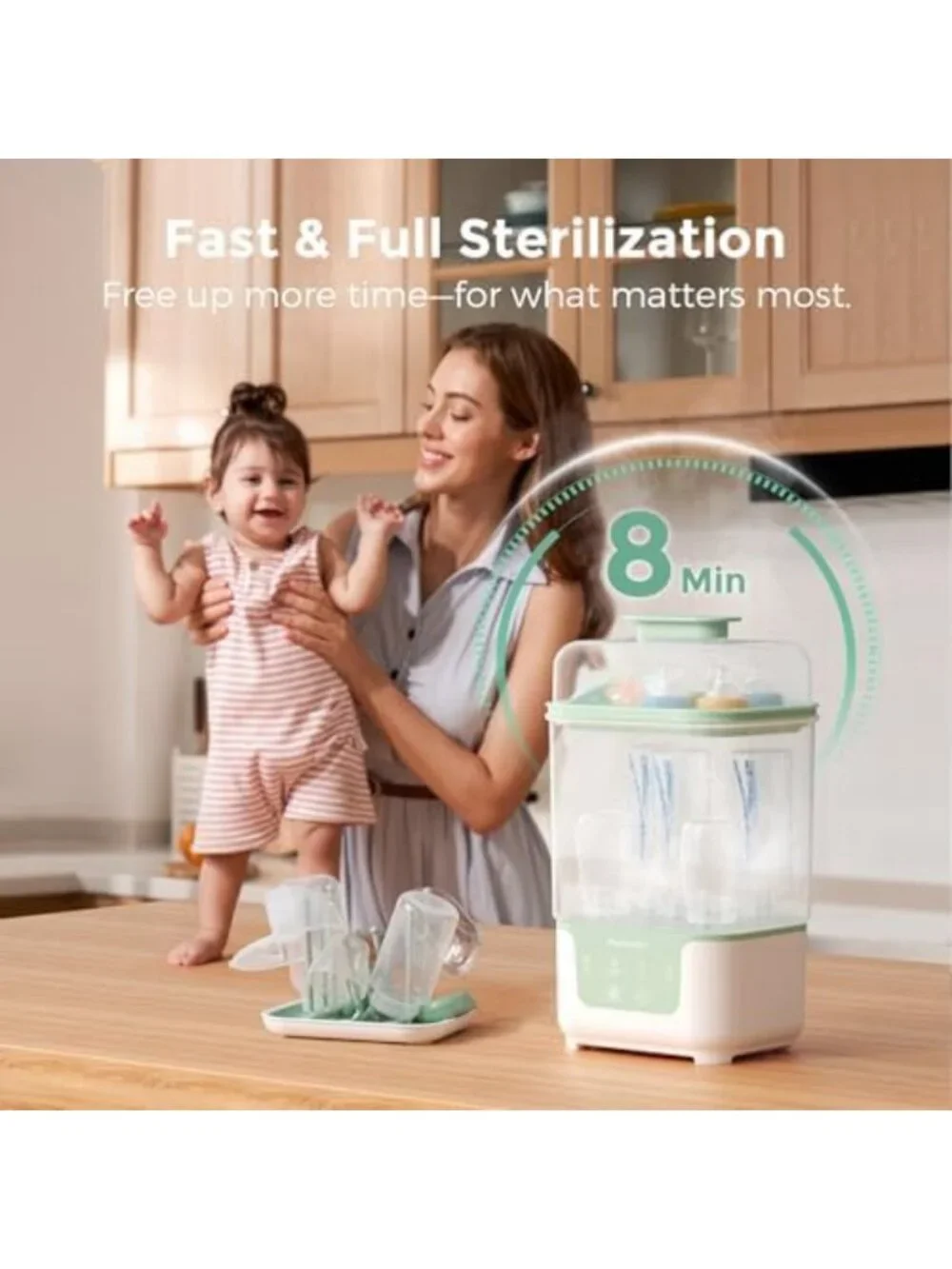 4-in-1 Compact Bottle Sterilizer & Dryer | Modular Nesting Design for Easy Use